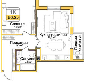 2-к квартира, вторичка, 50м2, 13/9 этаж
