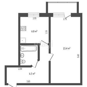 1-к квартира, вторичка, 30м2, 1/5 этаж