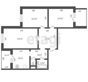 3-к квартира, вторичка, 72м2, 8/10 этаж
