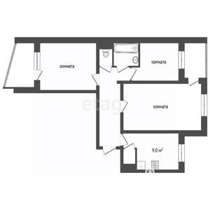 3-к квартира, вторичка, 60м2, 9/9 этаж
