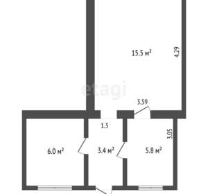 1-к квартира, вторичка, 31м2, 1/2 этаж