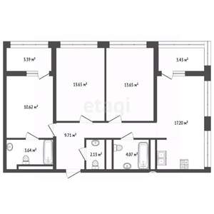 3-к квартира, вторичка, 80м2, 11/16 этаж