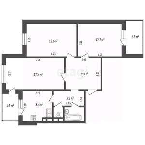 3-к квартира, вторичка, 68м2, 10/10 этаж