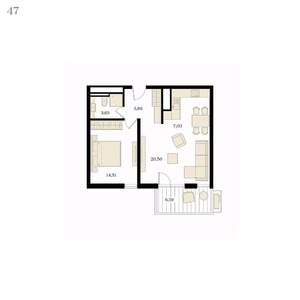 2-к квартира, вторичка, 53м2, 9/12 этаж