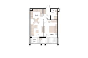 1-к квартира, вторичка, 48м2, 6/8 этаж