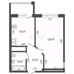 1-к квартира, вторичка, 37м2, 4/11 этаж