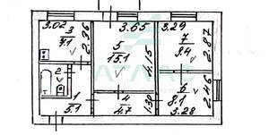 3-к квартира, вторичка, 52м2, 2/2 этаж