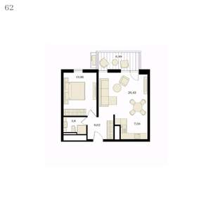 2-к квартира, вторичка, 53м2, 12/12 этаж