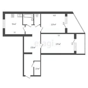 2-к квартира, вторичка, 67м2, 1/9 этаж