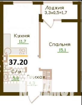 1-к квартира, вторичка, 37м2, 4/16 этаж