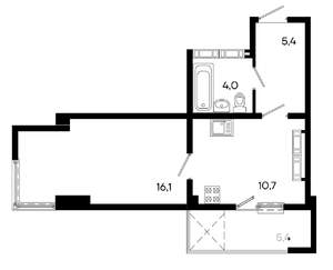 Студия квартира, вторичка, 42м2, 11/16 этаж