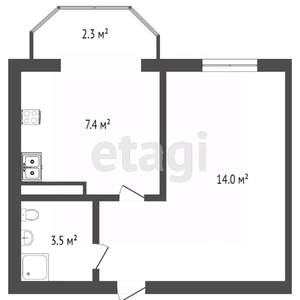 1-к квартира, вторичка, 34м2, 2/11 этаж