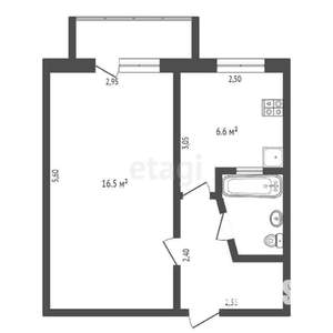1-к квартира, вторичка, 30м2, 5/5 этаж