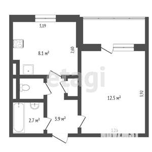 1-к квартира, вторичка, 31м2, 6/9 этаж