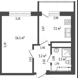 1-к квартира, вторичка, 30м2, 6/9 этаж