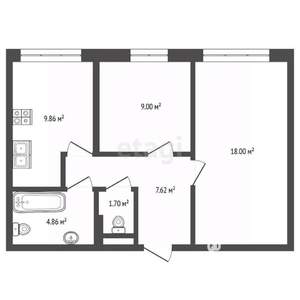2-к квартира, вторичка, 51м2, 1/17 этаж