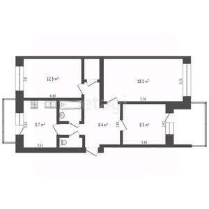 3-к квартира, вторичка, 39м2, 5/5 этаж