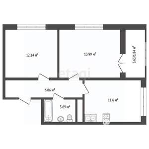 2-к квартира, вторичка, 51м2, 5/11 этаж