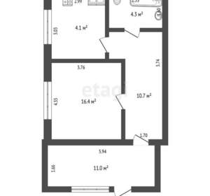1-к квартира, вторичка, 52м2, 1/5 этаж