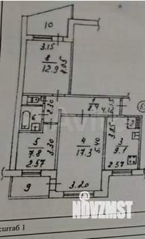 3-к квартира, вторичка, 60м2, 9/9 этаж