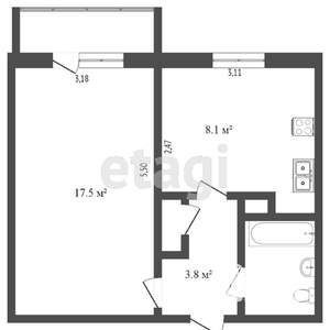 1-к квартира, вторичка, 35м2, 2/9 этаж