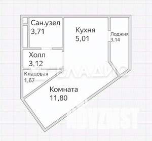 1-к квартира, вторичка, 28м2, 12/15 этаж