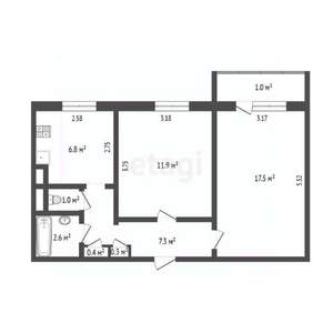 2-к квартира, вторичка, 50м2, 7/9 этаж