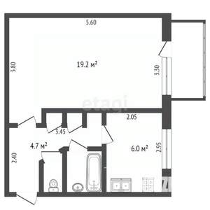 1-к квартира, вторичка, 33м2, 3/5 этаж