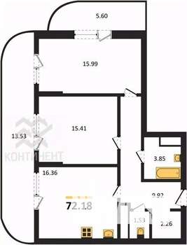 2-к квартира, вторичка, 72м2, 2/16 этаж