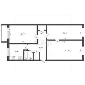 3-к квартира, вторичка, 63м2, 2/5 этаж