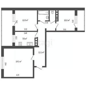 3-к квартира, вторичка, 71м2, 6/8 этаж