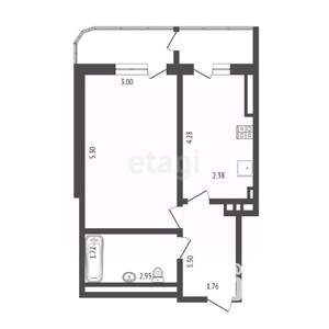 1-к квартира, вторичка, 37м2, 3/9 этаж