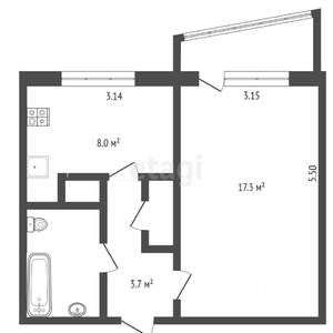 1-к квартира, вторичка, 34м2, 9/9 этаж
