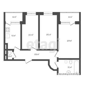 3-к квартира, вторичка, 91м2, 5/11 этаж