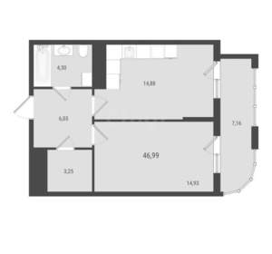 1-к квартира, вторичка, 47м2, 15/17 этаж