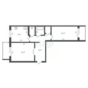 2-к квартира, вторичка, 52м2, 1/9 этаж