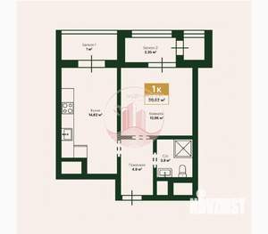 1-к квартира, вторичка, 40м2, 9/18 этаж