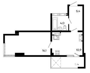 Студия квартира, вторичка, 39м2, 16/16 этаж