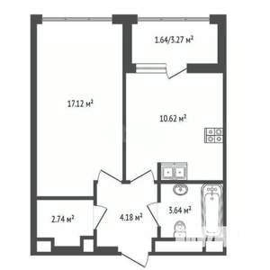 1-к квартира, вторичка, 38м2, 3/9 этаж