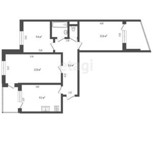 3-к квартира, вторичка, 61м2, 6/9 этаж