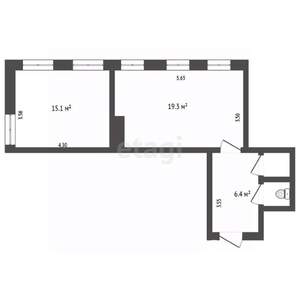 2-к квартира, вторичка, 43м2, 2/2 этаж