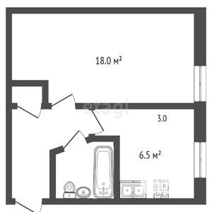 1-к квартира, вторичка, 31м2, 1/5 этаж