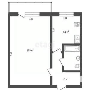 1-к квартира, вторичка, 30м2, 1/5 этаж