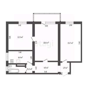 3-к квартира, вторичка, 65м2, 2/2 этаж
