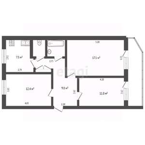 3-к квартира, вторичка, 70м2, 2/5 этаж