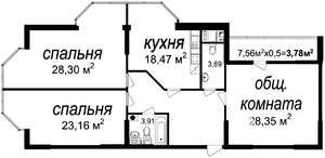 3-к квартира, вторичка, 128м2, 6/19 этаж