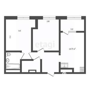 2-к квартира, вторичка, 62м2, 3/13 этаж