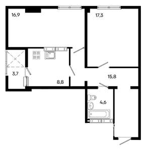 2-к квартира, строящийся дом, 67м2, 10/16 этаж