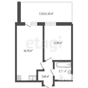 1-к квартира, вторичка, 35м2, 10/12 этаж