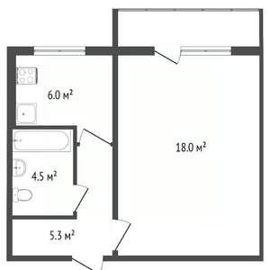 1-к квартира, вторичка, 30м2, 5/5 этаж